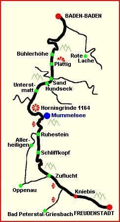 a map showing the route to baderberg in germany, with red border around it