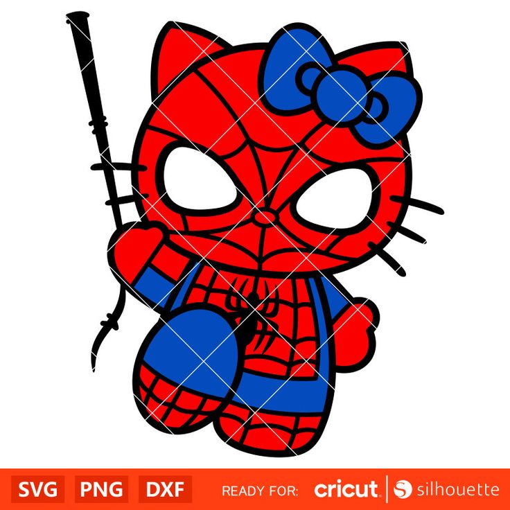 a spider - man character with a bow on it's head is holding a fishing pole