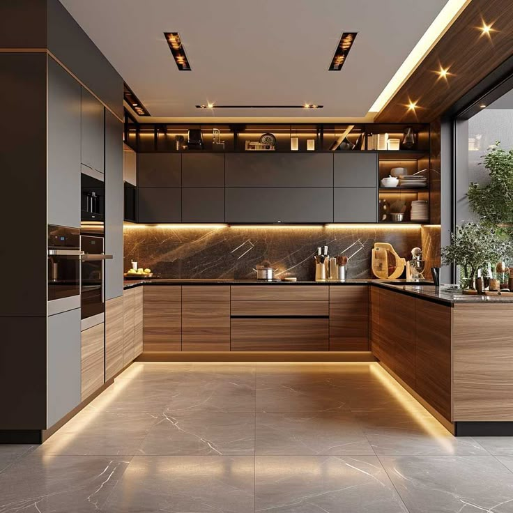 Modern Kitchen Cabinet Design Ideas 2024, Kitchen U Shape Modern, U Shape Kitchen Design Modern, L Shape Kitchen Interior Design Modern, Kitchen L Shape Design, Latest Kitchen Design 2024, L Shaped Modern Kitchen, Contemporary Kitchen Design Luxury, Kitchen U Shape