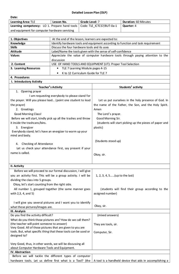 Types Of Lesson Plan In Deped