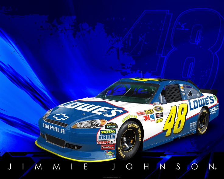 a racing car with the number 48 jimmie williams on it's side and blue background