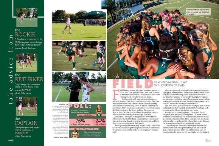 an article in the sports illustrated magazine about girls'soccer team and field hockey players