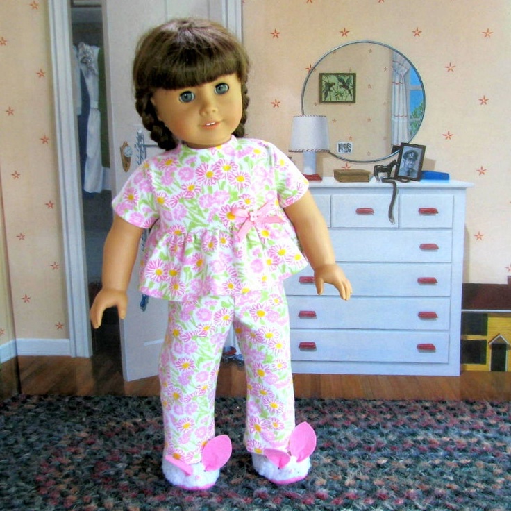 Pink Floral Pajamas American Girl Doll Clothes Doll Pajamas, Girl Pajamas, Generation Dolls, Floral Pajama Set, Doll Items, Doll Things, Girl Crafts, American Girl Crafts, American Girl Doll Clothes