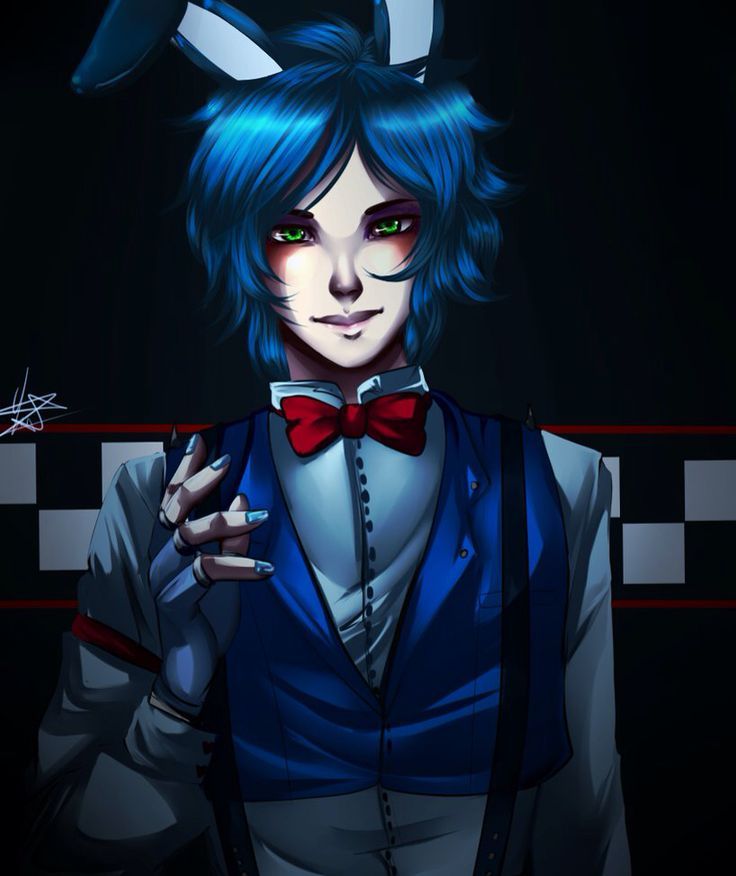 Humanized Toy Bonnie Fnaf Gijinka, Fnaf X Reader, Human Fnaf, Marionette Fnaf, Bonnie The Bunny, Foxy And Mangle, Good Horror Games, Toy Bonnie, Fnaf Sister Location