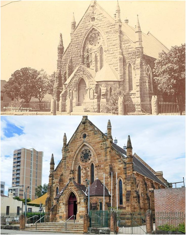 an old and new photo of a church in the same city as before it was built