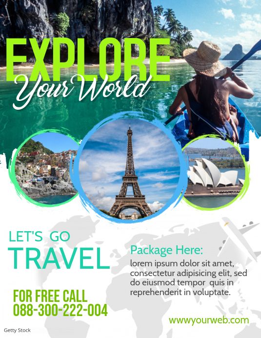 a travel flyer with the eiffel tower in paris