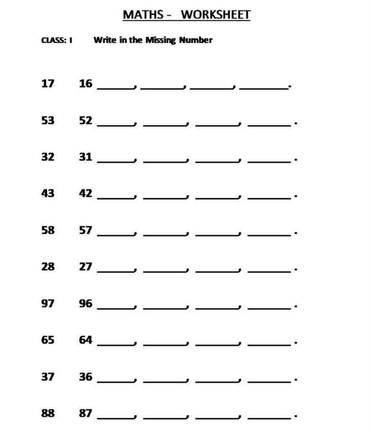 Missing Number - Fill in the blanks - Class 1 Maths Worksheet | Math ...