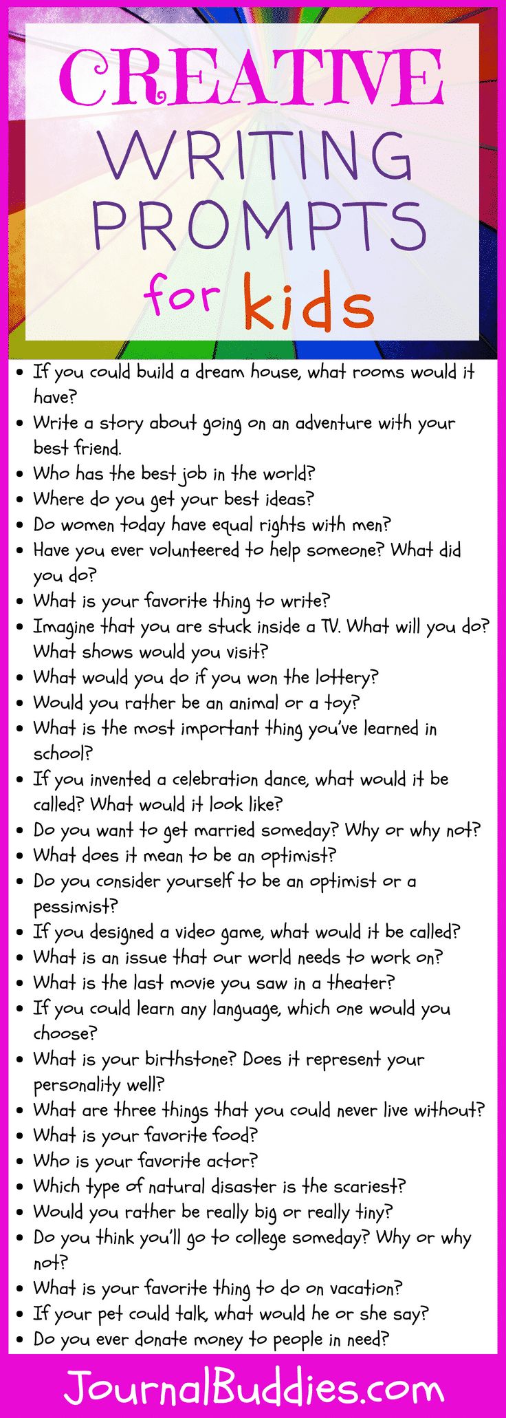 a poster with the words creative writing prompts for kids