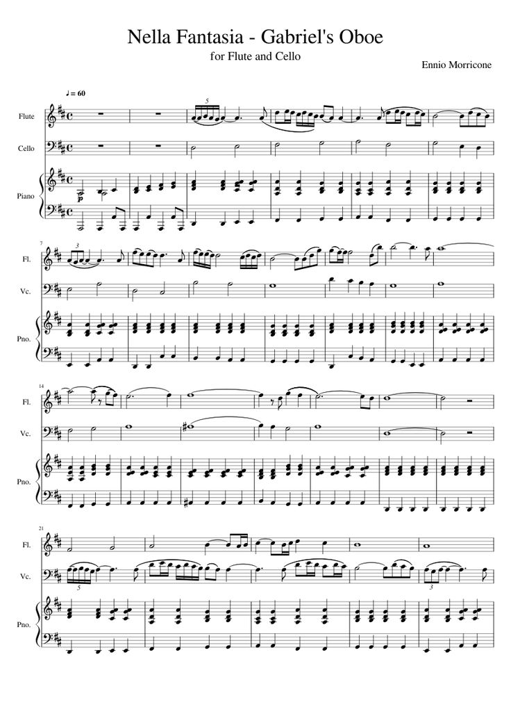 sheet music with the words nella fantasia - gabici's obee