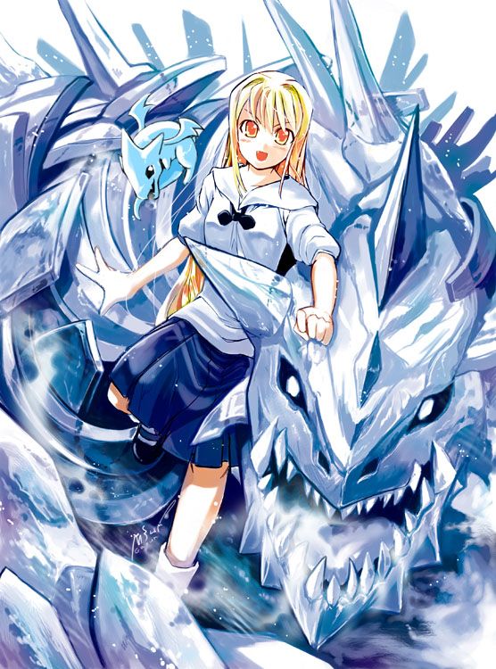 an anime character with blonde hair and blue eyes, in front of two different images