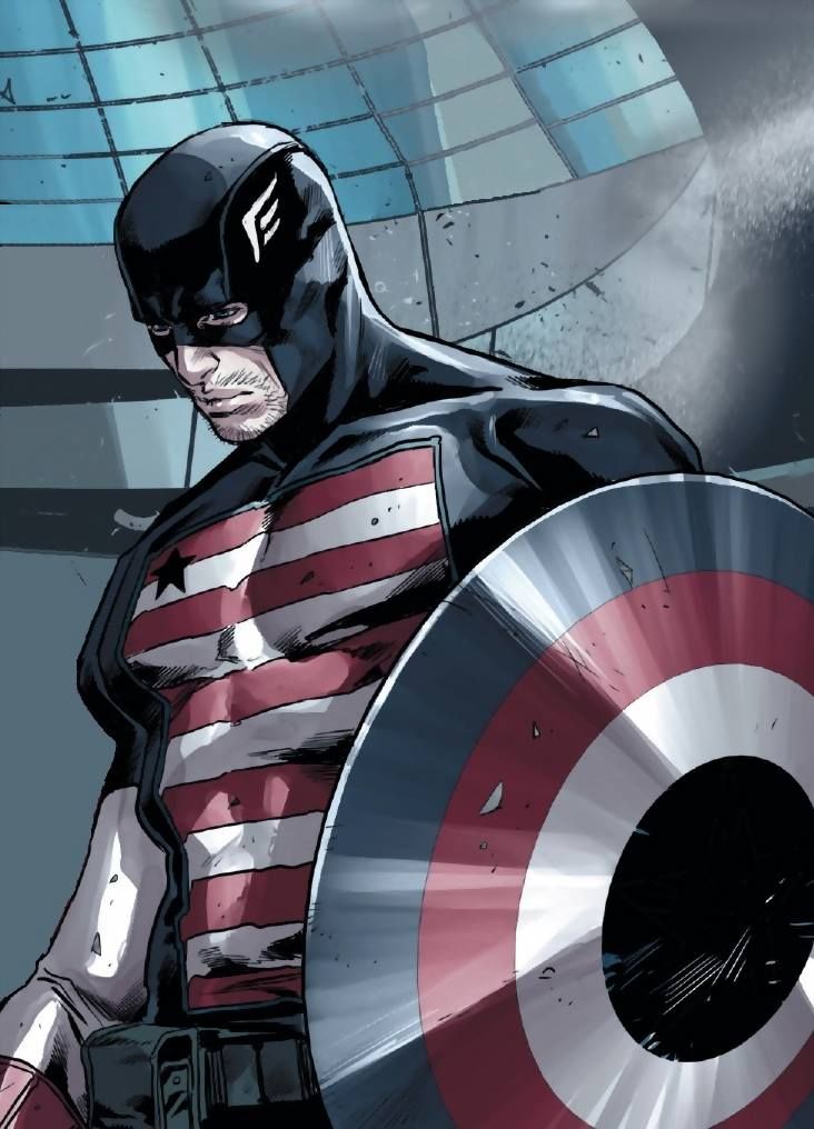 a man dressed as captain america holding a shield