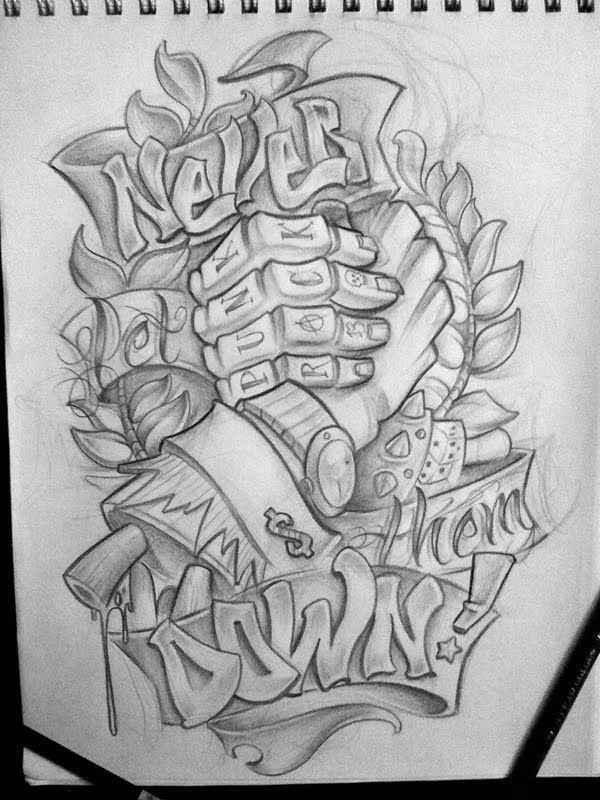 a pencil drawing of some type of graffiti