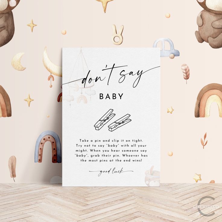 Don't Say Baby Game, Don't Say Baby Clothespin Game, Printable Baby ...