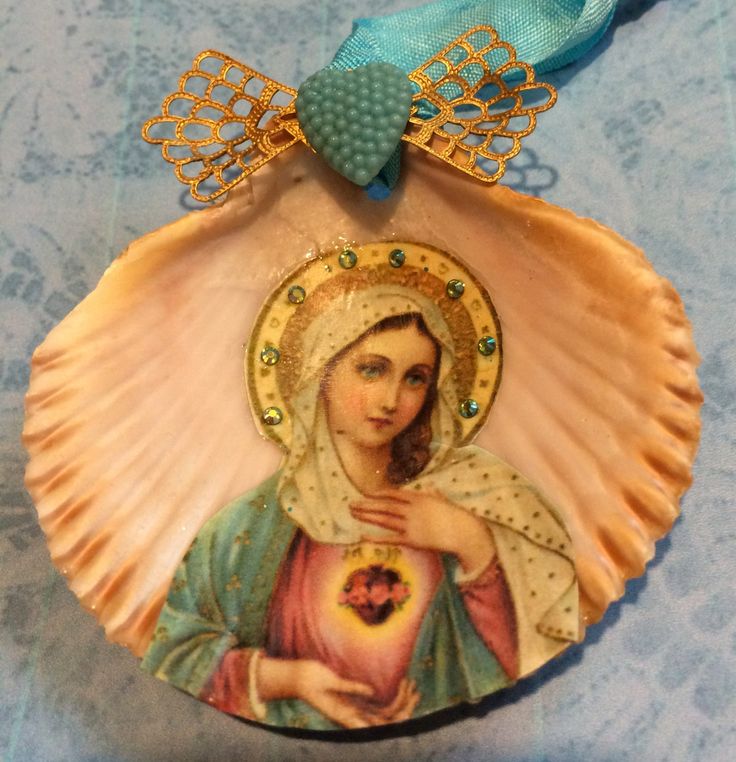 Sea Shell Shrine - Virgin Mary Shrine - Mother Mary - ornament - catholic art - mixed media - collage shrine - one of a kind - home decor by DianaDDarden on Etsy Mary Shrine, Virgin Mary Shrine, Catholic Decor, Mary I, Home Altar, Unique House Design, The Virgin Mary, Altar Decorations, Beautiful Sea