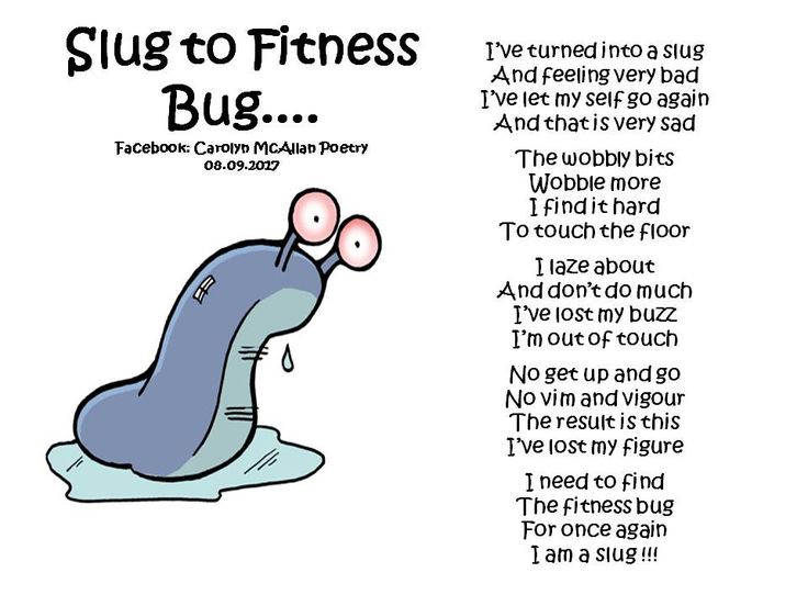 an image of a cartoon character with the words slug to fitness bug