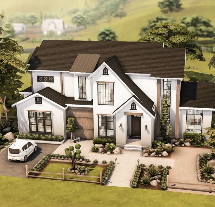 this is an artist's rendering of a two story house with landscaping ...