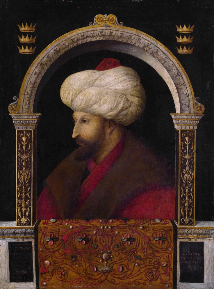 an old painting of a man with a white turban