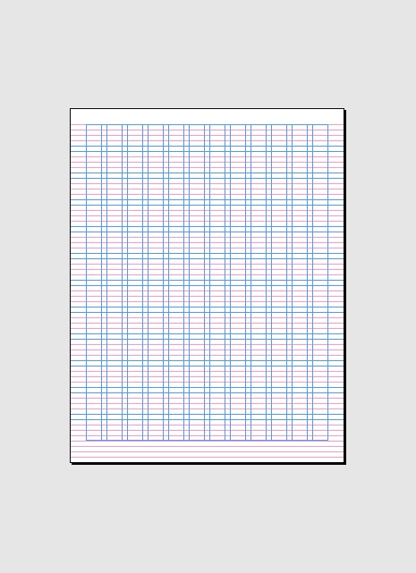 a graph paper with blue and red lines on the top, in front of a gray background