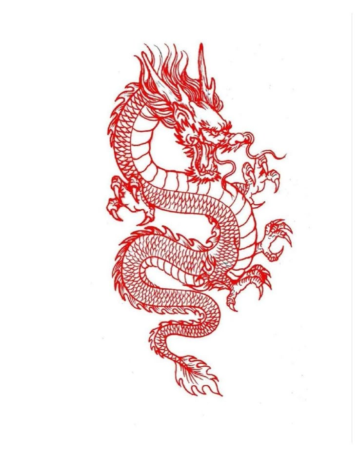 a red dragon tattoo design on a white background