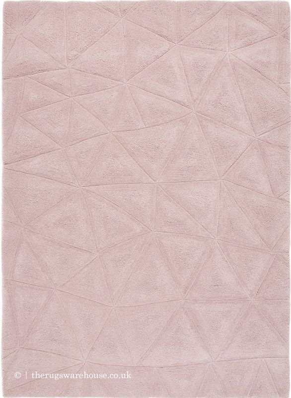 a pink rug with an abstract design on the front and back side, made out of polyester