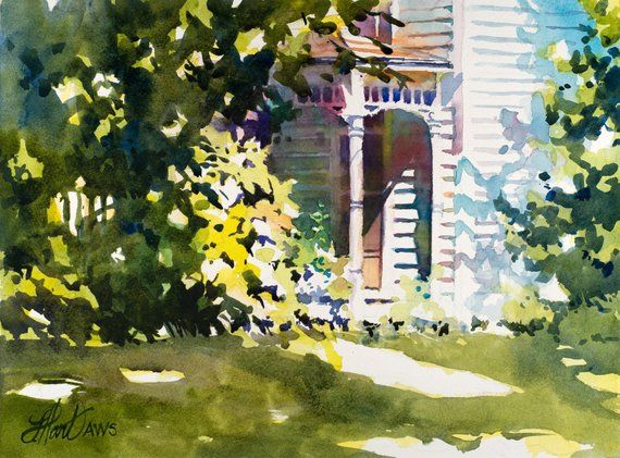 Front Porch Shadows Watercolor Art Watercolor Print Home - Etsy UK in ...