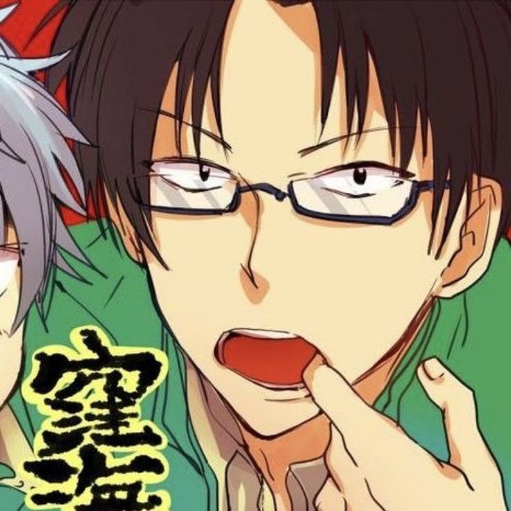 two anime characters one with glasses and the other with short hair