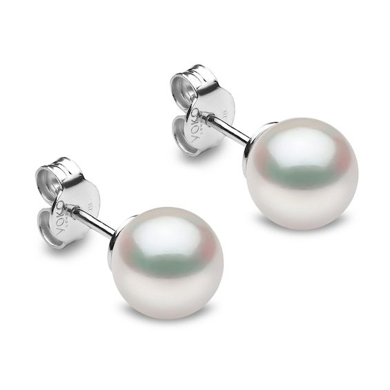 Lustrous white Akoya cultured pearls shimmer elegantly in these timeless women's stud earrings. 18K White Gold Akoya cultured pearls Secures in place with friction backs. From the Yoko London collection Jared The Galleria Of Jewelry, Womens Earrings Studs, Yoko London, Akoya Pearls, Tea Roses, Pearl Stud Earrings, Pearl Studs, Cultured Pearls, Sorority