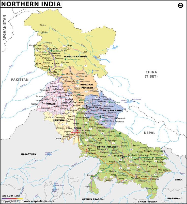 map of northern india with major cities