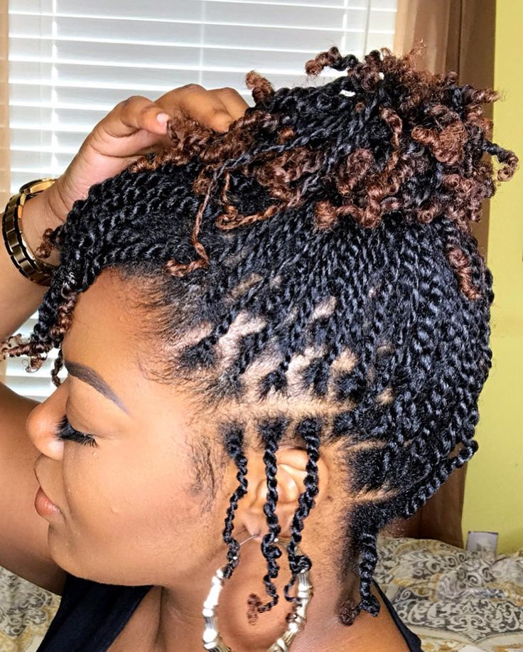 Image may contain: one or more people Singalese Twist Short, Short Boho Senegalese Twist, Small Senegalese Twist With Curls, Senegalese Twist Shoulder Length, Extra Small Senegalese Twist, Mini Twists Natural Hair, Two Strand Twist Hairstyles, Natural Twists, Twisted Hair