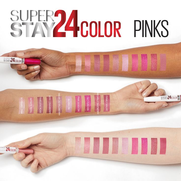 PINKS Liquid Lipstick Swatches, Maybelline Tattoo, Maybelline Superstay, Long Lasting Lip Color, Lipstick Pink, Maybelline Makeup, Liquid Lip Color, Maybelline Super Stay, Lipstick Swatches