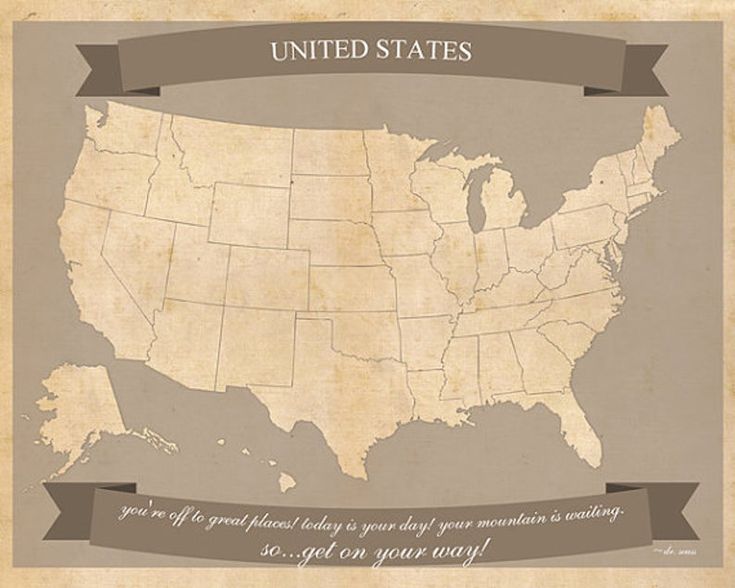 a map of the united states with an old - looking ribbon around it's edges