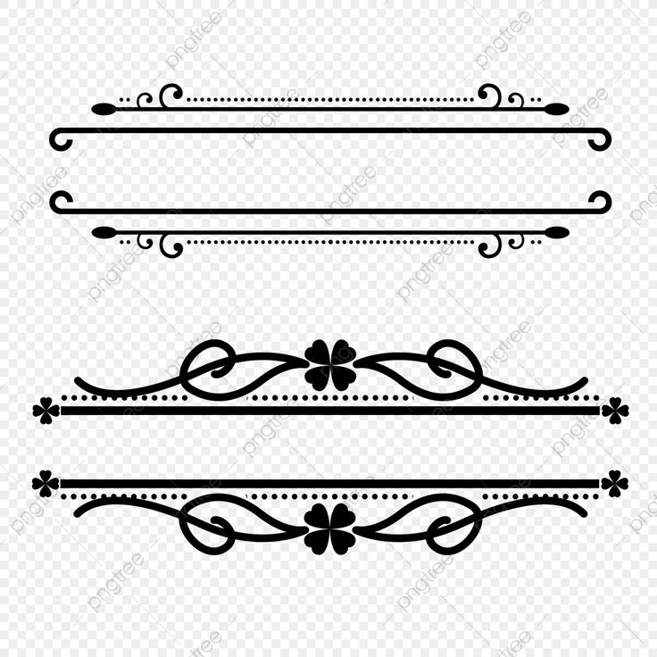 an ornate set of borders and dividers in black on a transparent background png