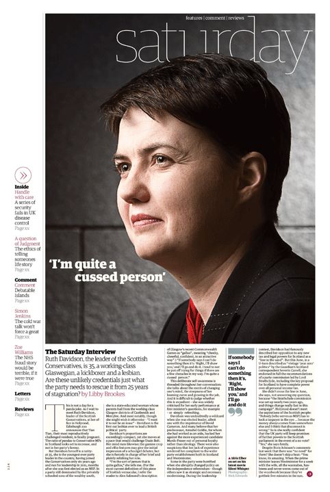 a woman with short hair is featured on the cover of saturday magazine, featuring an article by author