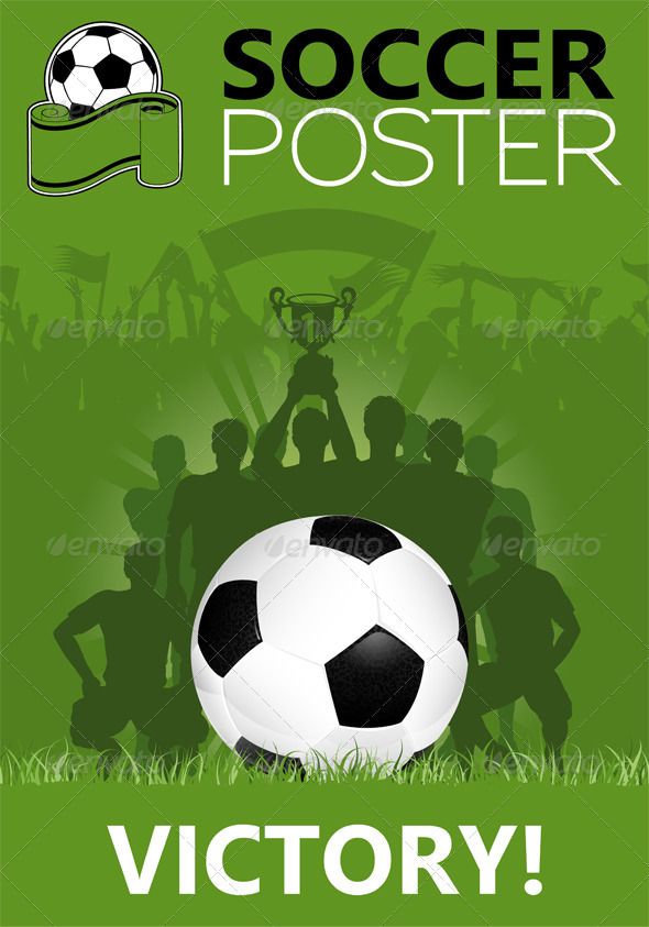 a soccer poster with the words victory on it and silhouettes of people in front of a