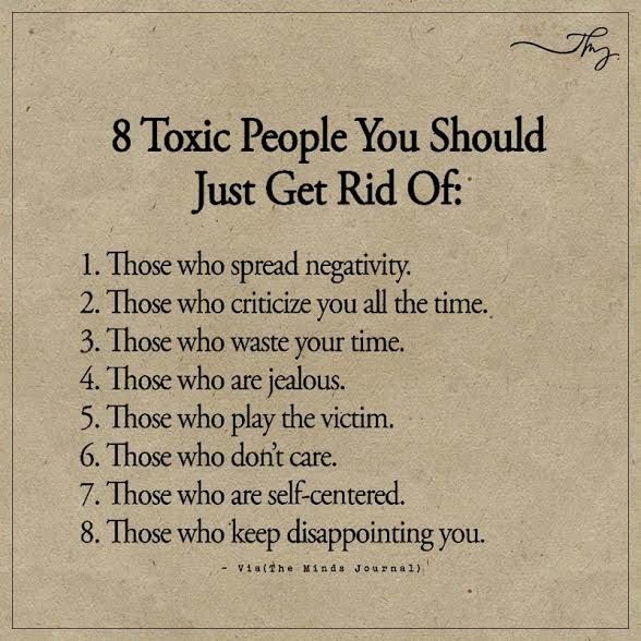 a sign that says, 8 toxic people you should just get rid off