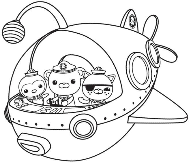 an airplane with three cartoon characters in it