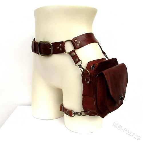 Medieval Steampunk, Carnival Masquerade, Bag Types, Leather Utility Belt, Waist Bag Fashion, Gothic Medieval, Steampunk Leather, Holster Bag, Style Steampunk