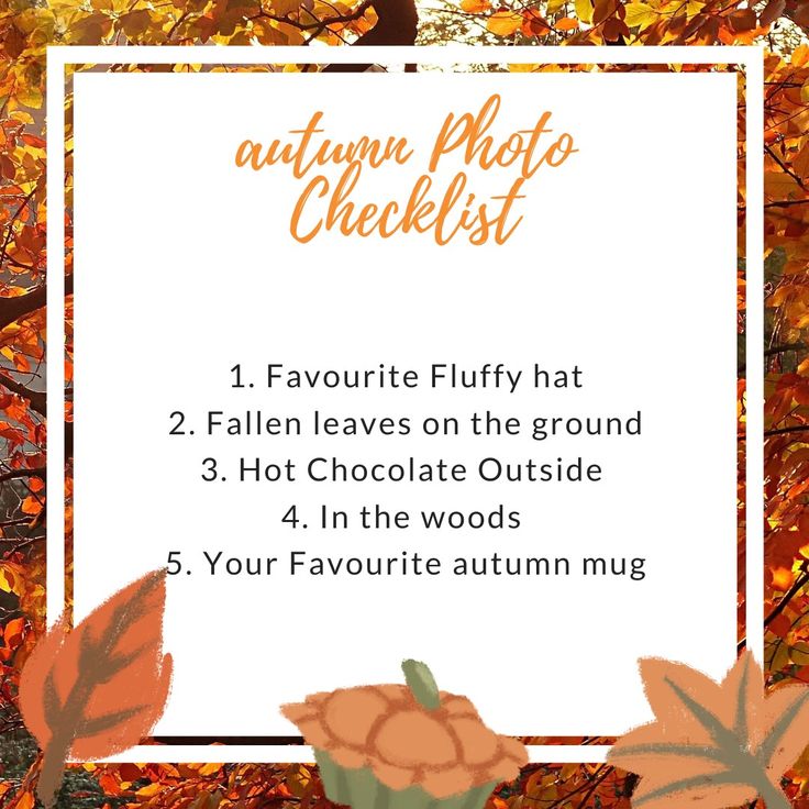 an autumn photo checklist with flowers and leaves