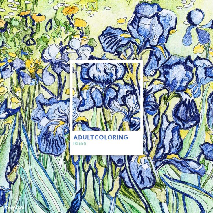 an image of blue flowers with the words adult coloring written in white on top of it