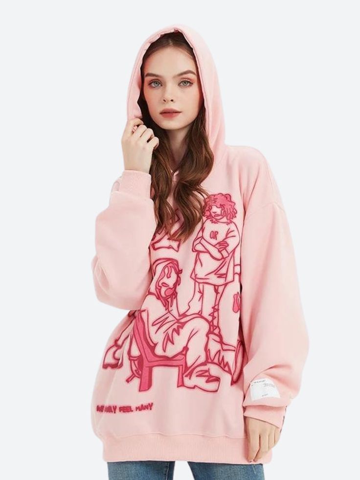 Wrap yourself in the essence of laid-back luxury with this soft-hued hoodie. Featuring bold, conversation-starting graphics, it's a statement piece that whispers comfort and shouts originality. Whether it's a chill day in or a casual stroll out, this hoodie promises to be your go-to for those 'vaguely feel many' moment Crop Pullover, Fall Sweaters For Women, Denim Hoodie, Jogger Pants Casual, Patchwork Jeans, Patchwork Jacket, Cardigan Shirt, Comfy Hoodies, Corduroy Jacket