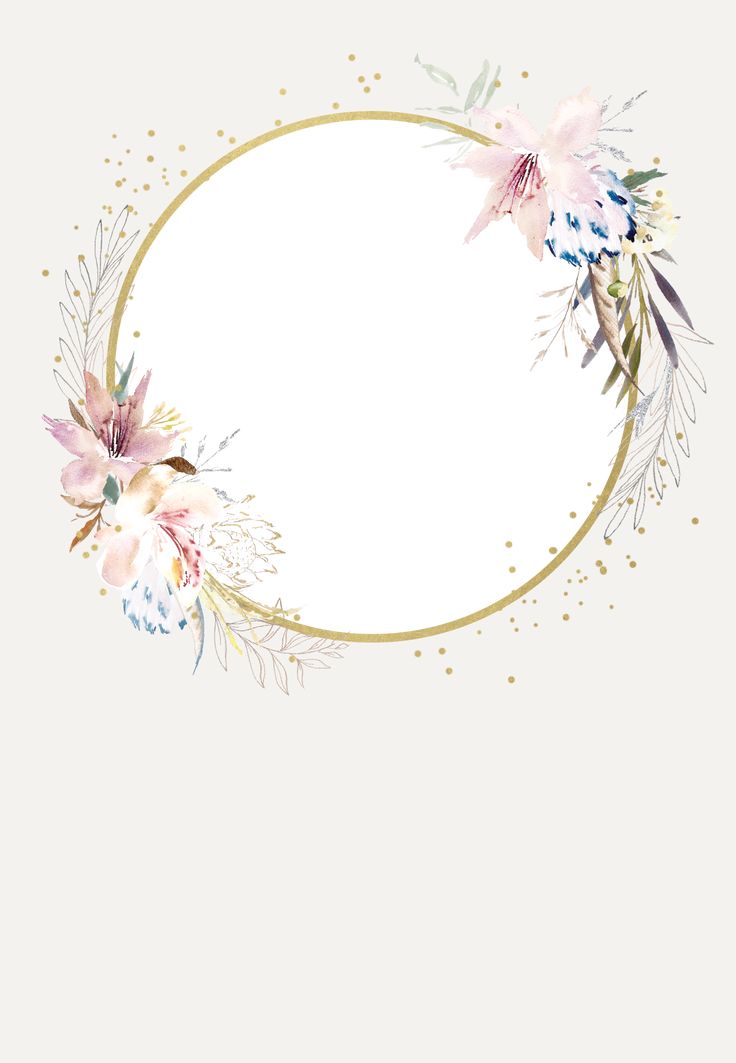 an oval frame with pink flowers and gold dots