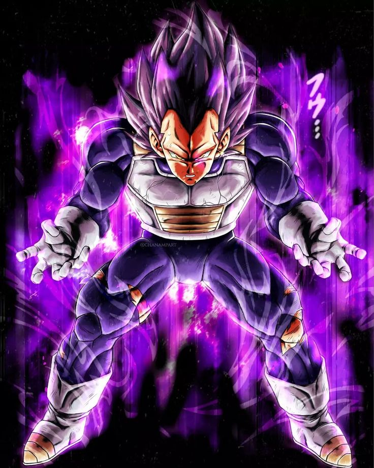 the dragon ball character is in purple light