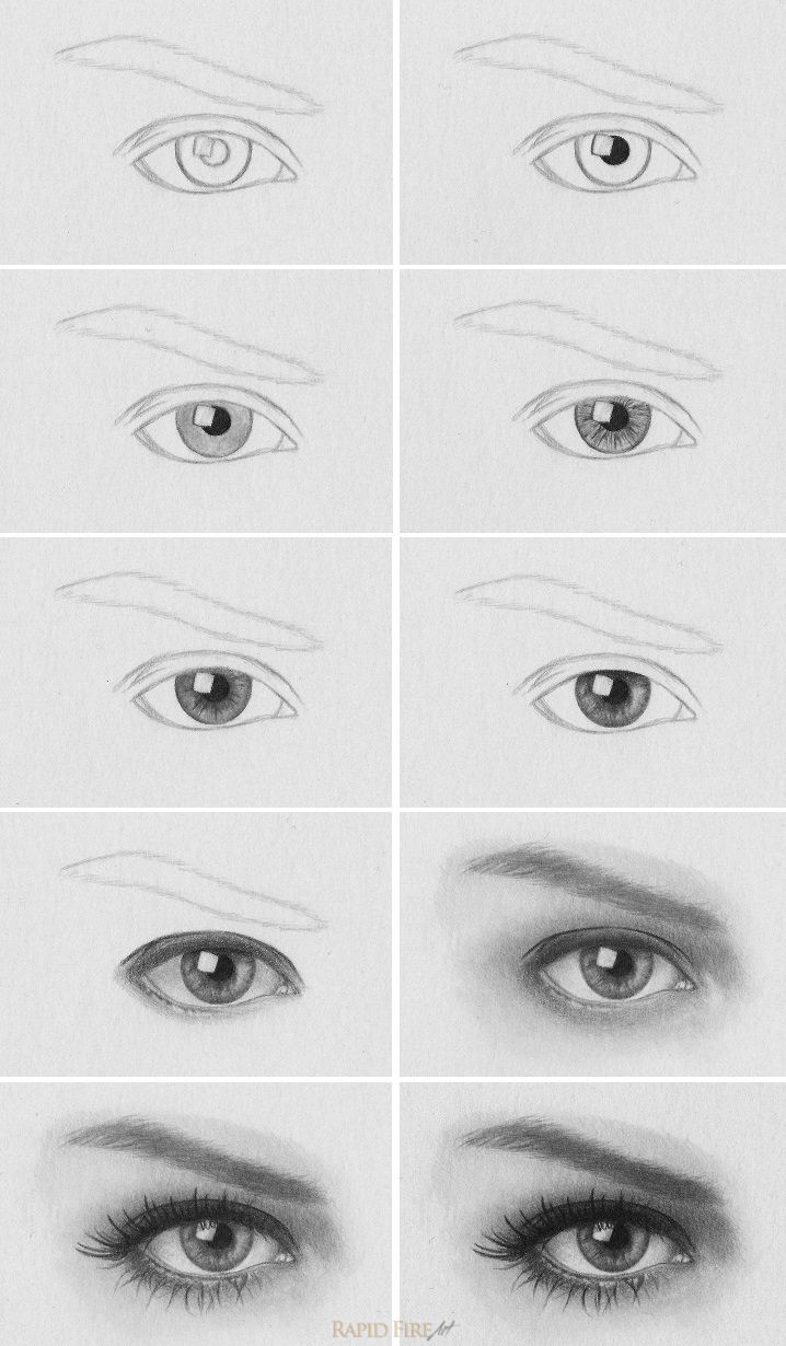 the steps to draw an eye with different angles and shapes for each ... image.