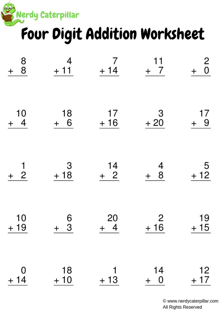 Four Digit Addition Worksheet | Worksheets, Addition worksheets, Digit