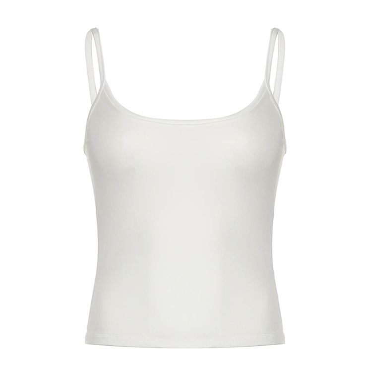 Olivia Mark - Solid Color Sleeveless Camisole Top with Shoulder Square Neckline, Perfect for Layering or Wearing Alone Adjustable Straps Cami Vest, White Sleeveless Camisole With Built-in Bra, White Sleeveless Seamless Tank Top, White Tank Top With Wide Straps For Spring, Basic Solid Color Cami Tank Top, White Camisole With Wide Straps For Summer, Sleeveless Top With Adjustable Straps, White Seamless Tank Camisole, Solid Color Vest Top With Wide Straps