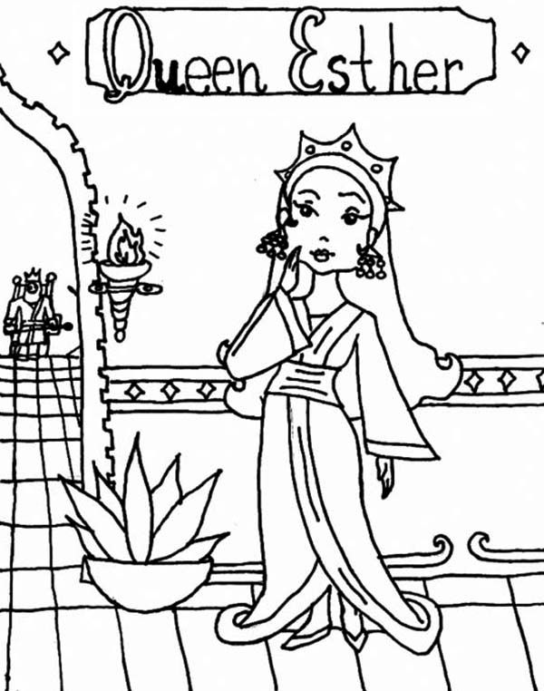 Queen Esther Near Flambeau Coloring Page in 2024 | Queen esther ...