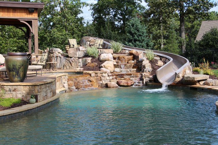 Residential Pool Water Slides | Backyard pool, Pool picture, Custom pools