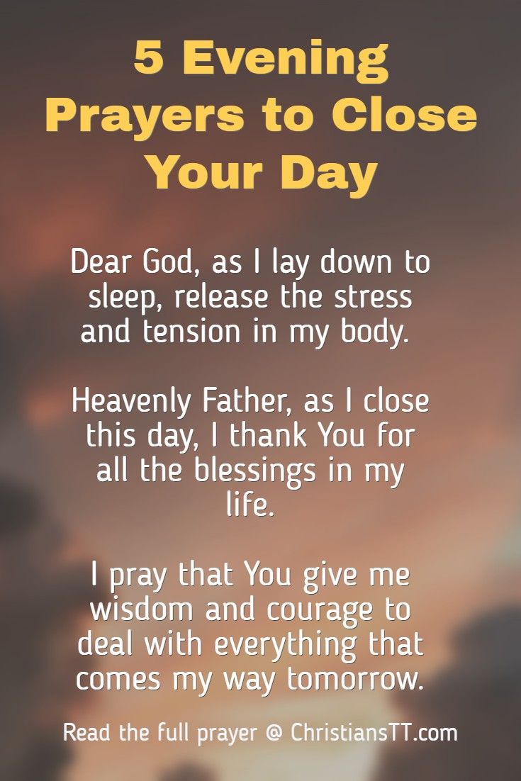 a poem with the words 5 evening prayers to close your day