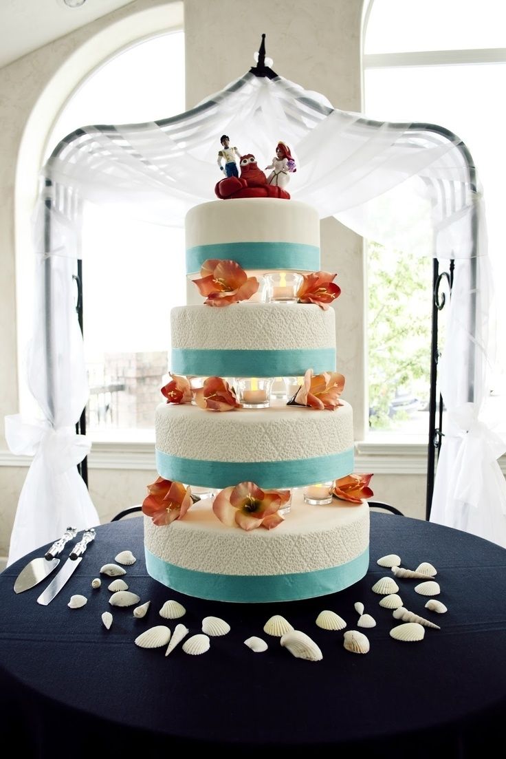 a three tiered cake sitting on top of a table