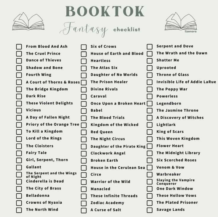 a book to do list with the words fantasy checklist written in black and white